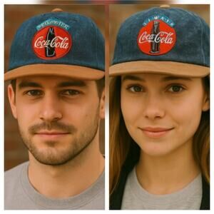 Coca Cola Brand Vintage "Always Coca Cola" Trucker Hat Denim & Leather Unisex